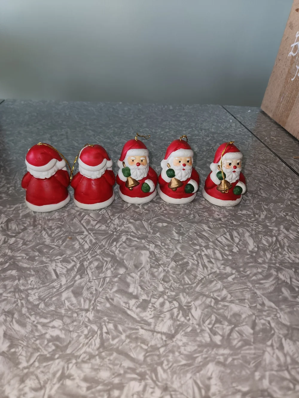 Classic Red Santa Bell Ornaments - Set of 5 Holiday Figurines